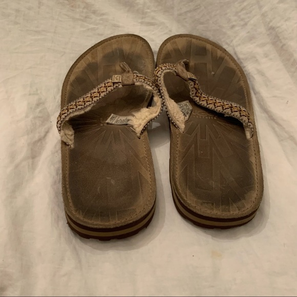 Ugg sheepskin flip flops men's size 12 beach pool - Picture 4 of 9